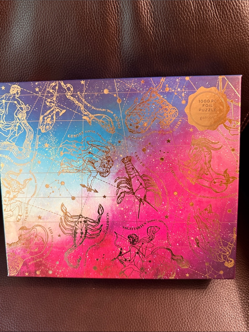 Galison Foil Astrology 1000 piece jigsaw puzzle with poster.
